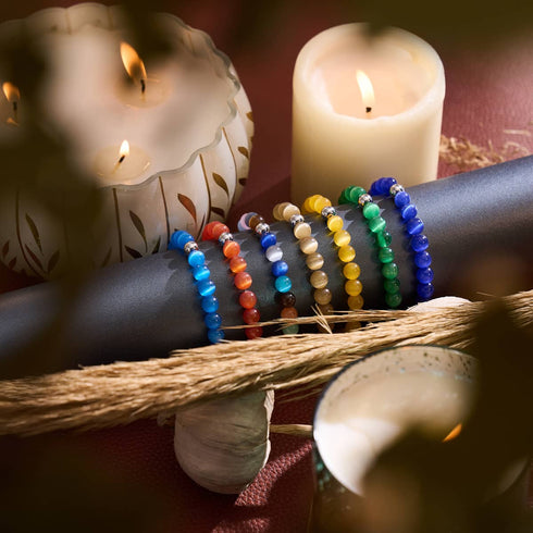 Harvest Moon | .925 Sterling Silver | Cheshire Glass Bracelet